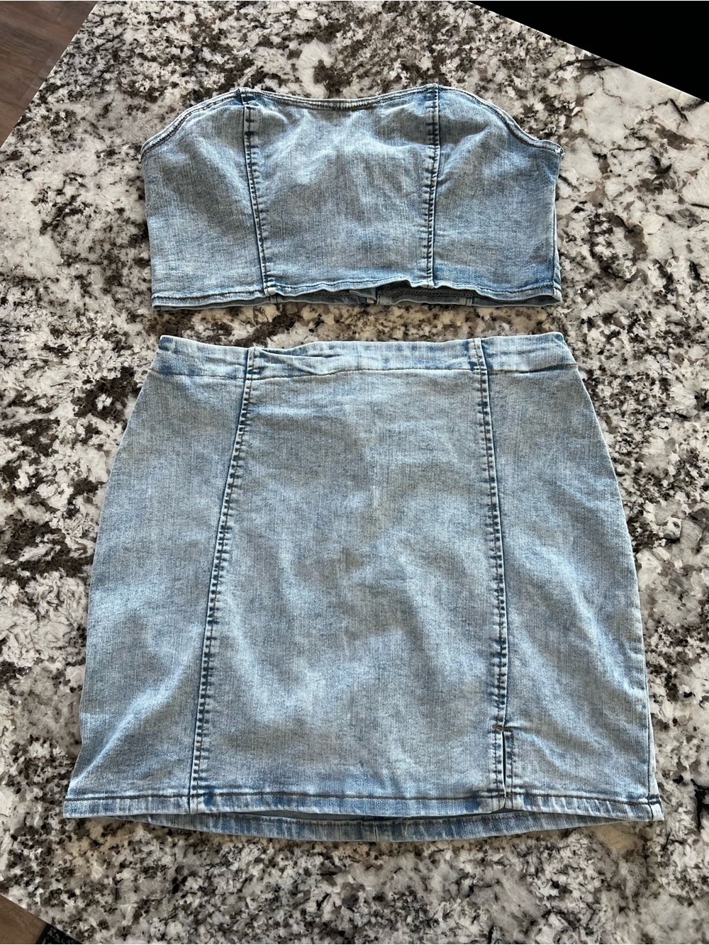 Light Blue Denim Mini Skirt - Women